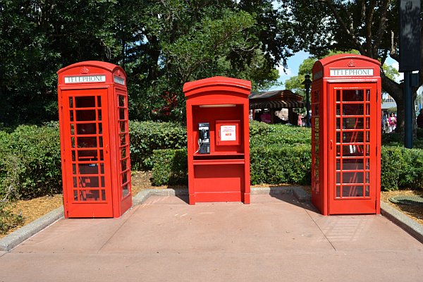Epcot's UK Pavilion Phone Booths Epcot UK Phone Booths